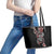 Aotearoa Toitu Te Tiriti-Honour the Treaty Leather Tote Bag Maori Taniwha Haka with Taniko and Tukutuku
