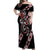 Aotearoa Toitu Te Tiriti-Honour the Treaty Off Shoulder Maxi Dress Maori Taniwha Haka with Taniko and Tukutuku