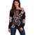 Aotearoa Toitu Te Tiriti-Honour the Treaty Off Shoulder Sweater Maori Taniwha Haka with Taniko and Tukutuku