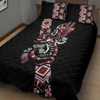 Aotearoa Toitu Te Tiriti-Honour the Treaty Quilt Bed Set Maori Taniwha Haka with Taniko and Tukutuku LT03 - Polynesian Pride