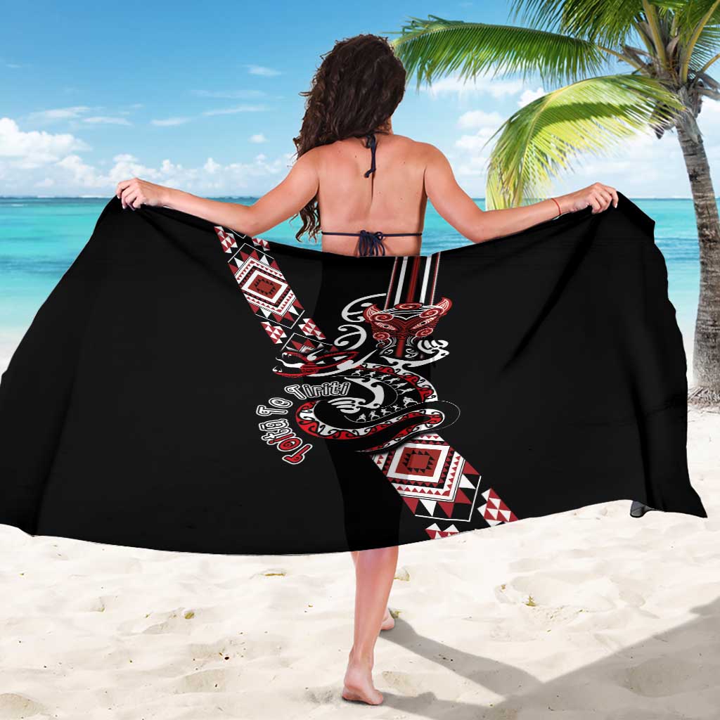 Aotearoa Toitu Te Tiriti-Honour the Treaty Sarong Maori Taniwha Haka with Taniko and Tukutuku LT03 - Polynesian Pride