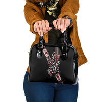 Aotearoa Toitu Te Tiriti-Honour the Treaty Shoulder Handbag Maori Taniwha Haka with Taniko and Tukutuku LT03 One Size Black - Polynesian Pride