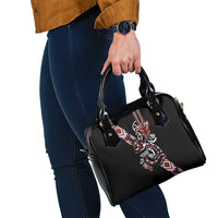 Aotearoa Toitu Te Tiriti-Honour the Treaty Shoulder Handbag Maori Taniwha Haka with Taniko and Tukutuku LT03 - Polynesian Pride