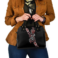 Aotearoa Toitu Te Tiriti-Honour the Treaty Shoulder Handbag Maori Taniwha Haka with Taniko and Tukutuku LT03 - Polynesian Pride