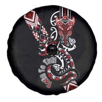 Aotearoa Toitu Te Tiriti-Honour the Treaty Spare Tire Cover Maori Taniwha Haka with Taniko and Tukutuku LT03 - Polynesian Pride