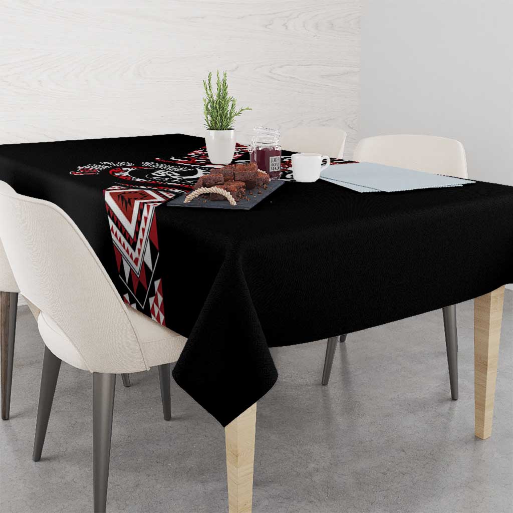 Aotearoa Toitu Te Tiriti-Honour the Treaty Tablecloth Maori Taniwha Haka with Taniko and Tukutuku LT03 - Polynesian Pride