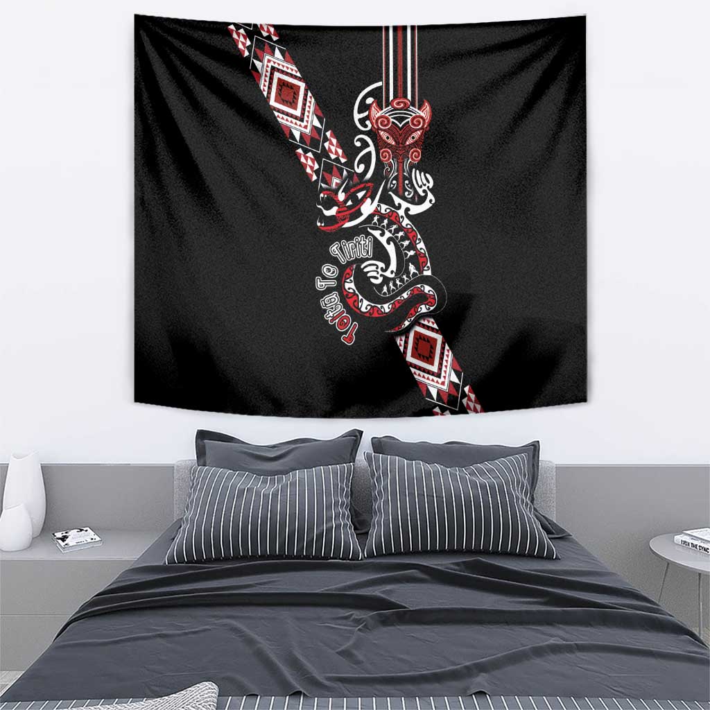 Aotearoa Toitu Te Tiriti-Honour the Treaty Tapestry Maori Taniwha Haka with Taniko and Tukutuku LT03 - Polynesian Pride