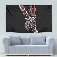 Aotearoa Toitu Te Tiriti-Honour the Treaty Tapestry Maori Taniwha Haka with Taniko and Tukutuku LT03 - Polynesian Pride