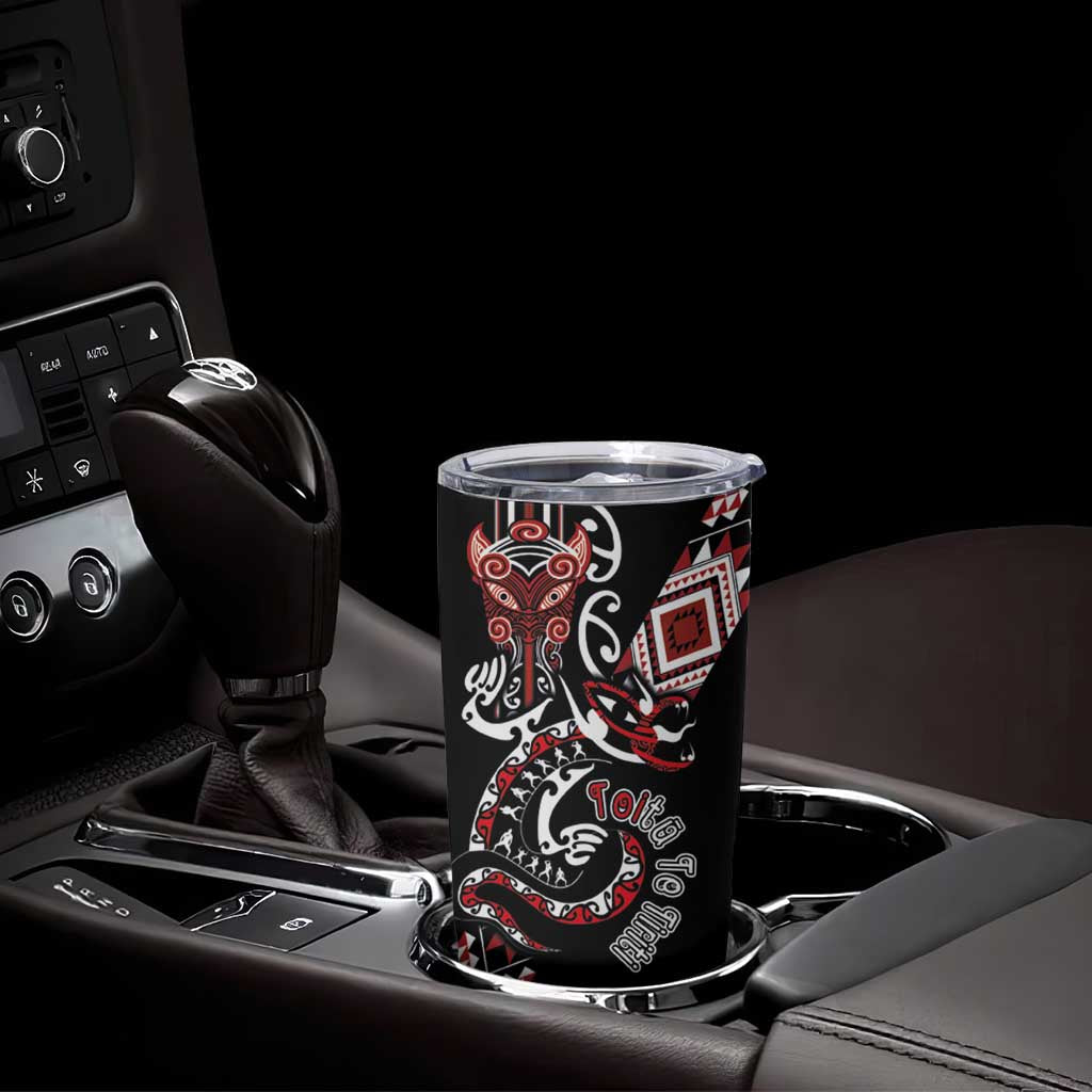 Aotearoa Toitu Te Tiriti-Honour the Treaty Tumbler Cup Maori Taniwha Haka with Taniko and Tukutuku LT03 - Polynesian Pride