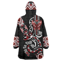 Aotearoa Toitu Te Tiriti-Honour the Treaty Wearable Blanket Hoodie Maori Taniwha Haka with Taniko and Tukutuku LT03 - Polynesian Pride