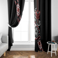 Aotearoa Toitu Te Tiriti-Honour the Treaty Window Curtain Maori Taniwha Haka with Taniko and Tukutuku LT03 - Polynesian Pride