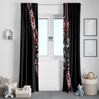 Aotearoa Toitu Te Tiriti-Honour the Treaty Window Curtain Maori Taniwha Haka with Taniko and Tukutuku LT03 - Polynesian Pride