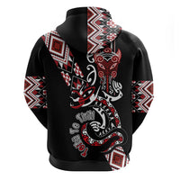 Aotearoa Toitu Te Tiriti-Honour the Treaty Zip Hoodie Maori Taniwha Haka with Taniko and Tukutuku LT03 - Polynesian Pride