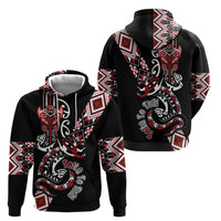 Aotearoa Toitu Te Tiriti-Honour the Treaty Zip Hoodie Maori Taniwha Haka with Taniko and Tukutuku LT03 - Polynesian Pride
