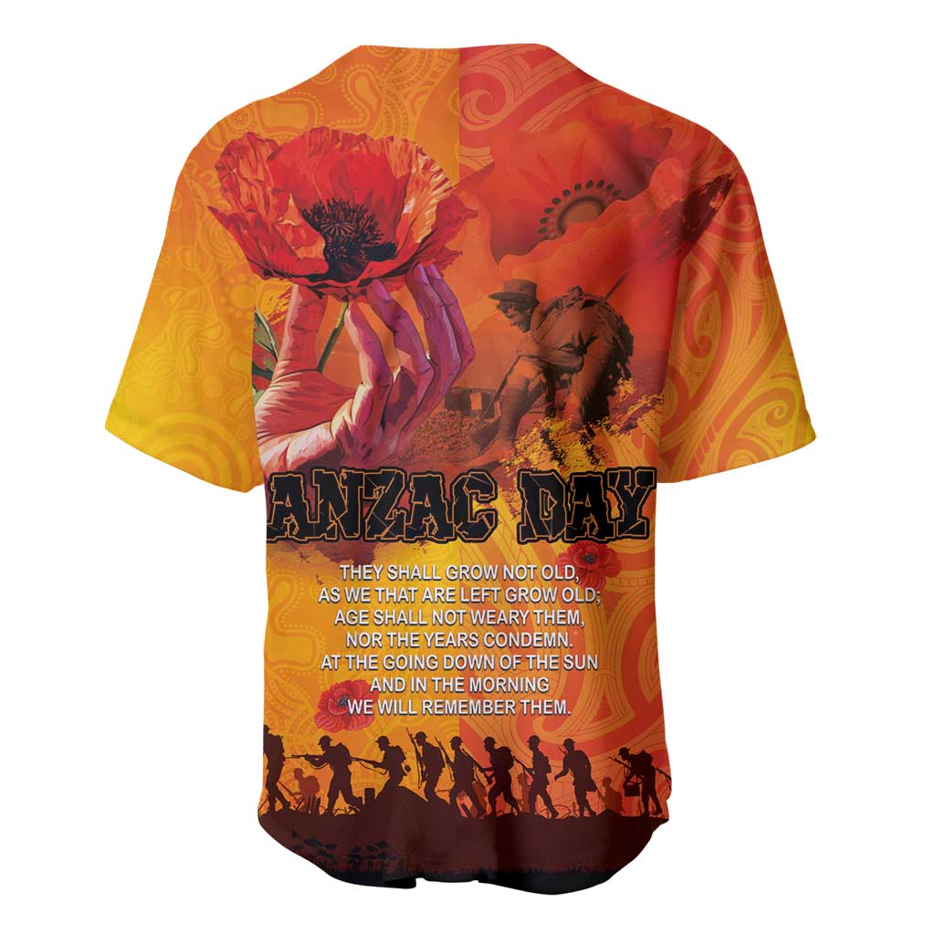 Australia and New Zealand ANZAC Day Baseball Jersey Soldiers Memories - Red Poppies with Aboriginal and Maori Art LT03 - Polynesian Pride