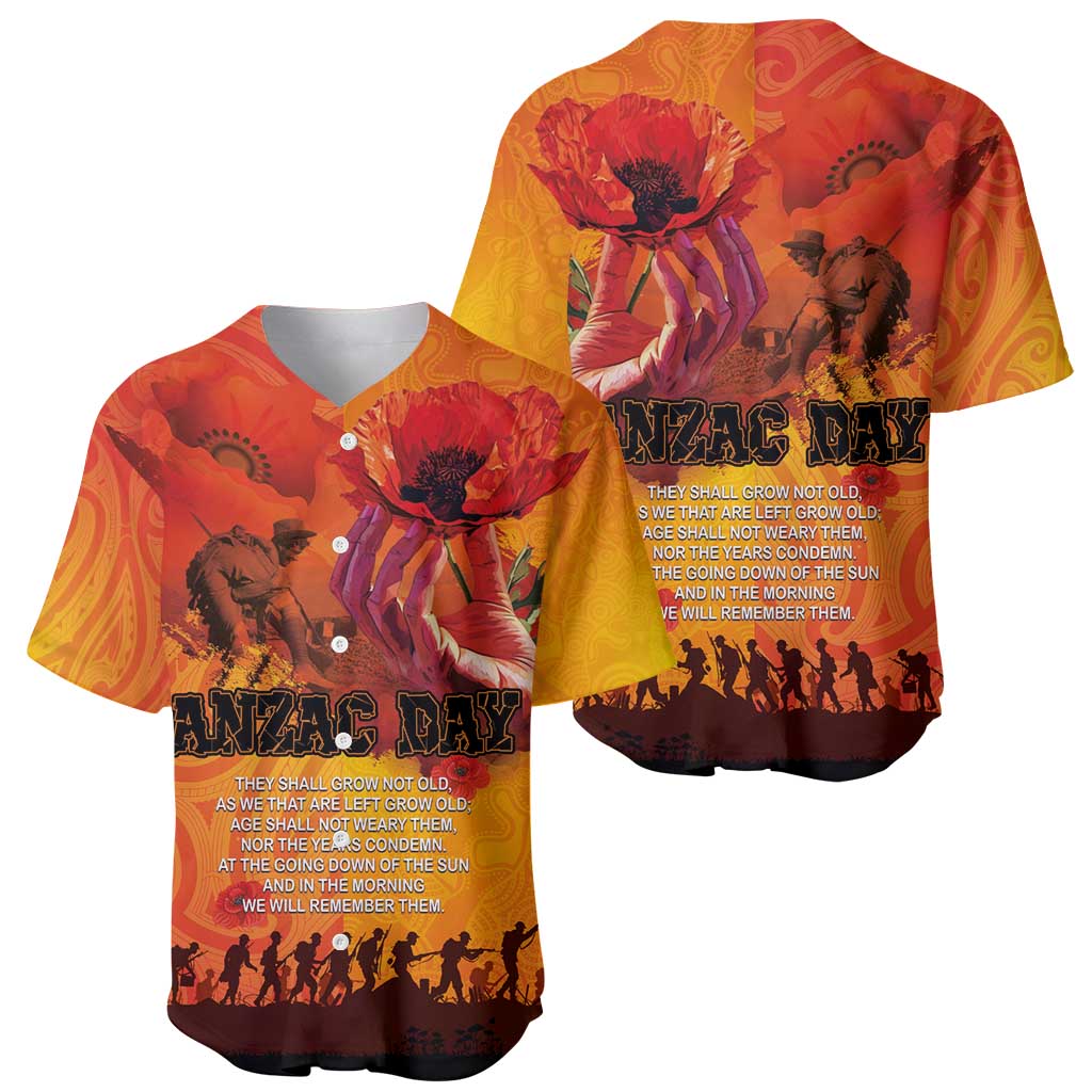 Australia and New Zealand ANZAC Day Baseball Jersey Soldiers Memories - Red Poppies with Aboriginal and Maori Art LT03 - Polynesian Pride