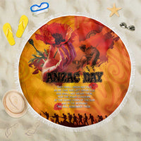 Australia and New Zealand ANZAC Day Beach Blanket Soldiers Memories - Red Poppies with Aboriginal and Maori Art LT03 One Size 150cm Orange-Yellow - Polynesian Pride