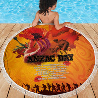 Australia and New Zealand ANZAC Day Beach Blanket Soldiers Memories - Red Poppies with Aboriginal and Maori Art LT03 - Polynesian Pride