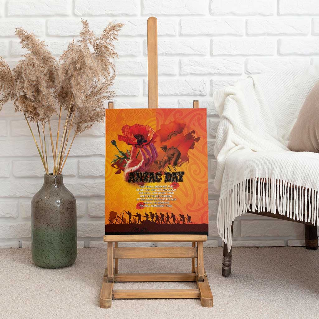Australia and New Zealand ANZAC Day Canvas Wall Art Soldiers Memories - Red Poppies with Aboriginal and Maori Art LT03 - Polynesian Pride