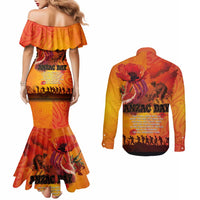 Australia and New Zealand ANZAC Day Couples Matching Mermaid Dress and Long Sleeve Button Shirt Soldiers Memories - Red Poppies with Aboriginal and Maori Art LT03 - Polynesian Pride