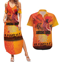 Australia and New Zealand ANZAC Day Couples Matching Summer Maxi Dress and Hawaiian Shirt Soldiers Memories - Red Poppies with Aboriginal and Maori Art LT03 Orange-Yellow - Polynesian Pride