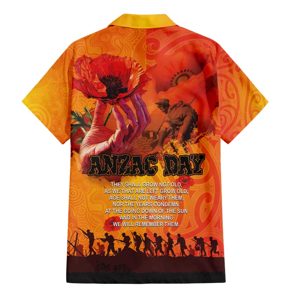 Australia and New Zealand ANZAC Day Family Matching Mermaid Dress and Hawaiian Shirt Soldiers Memories - Red Poppies with Aboriginal and Maori Art LT03 - Polynesian Pride