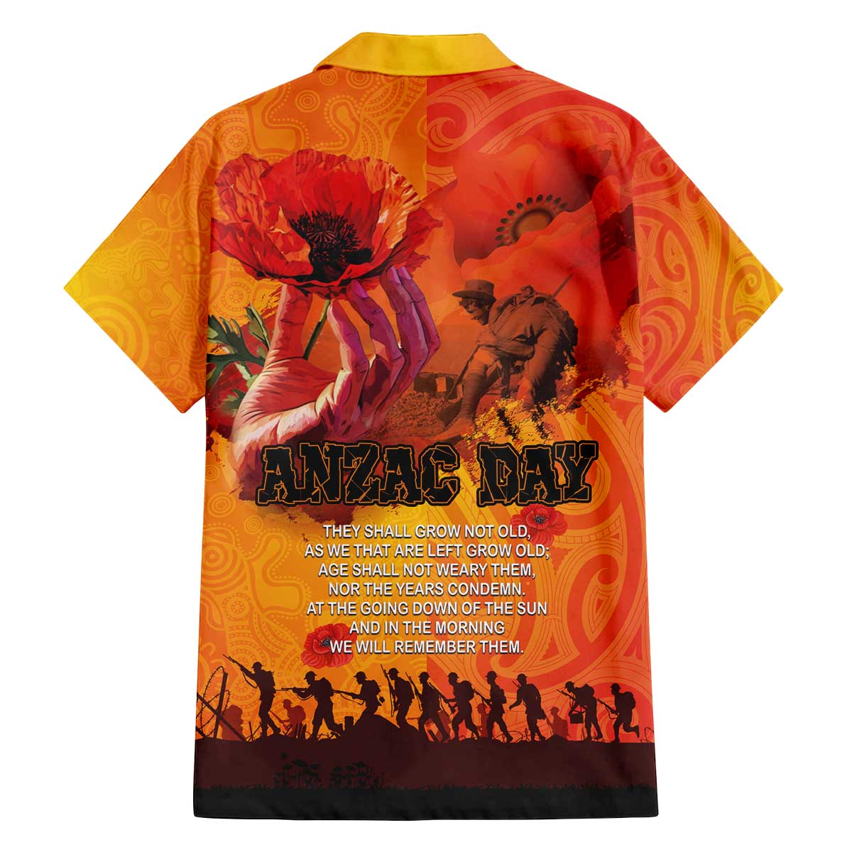 Australia and New Zealand ANZAC Day Family Matching Off The Shoulder Long Sleeve Dress and Hawaiian Shirt Soldiers Memories - Red Poppies with Aboriginal and Maori Art LT03 - Polynesian Pride