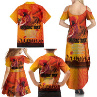 Australia and New Zealand ANZAC Day Family Matching Summer Maxi Dress and Hawaiian Shirt Soldiers Memories - Red Poppies with Aboriginal and Maori Art LT03 - Polynesian Pride