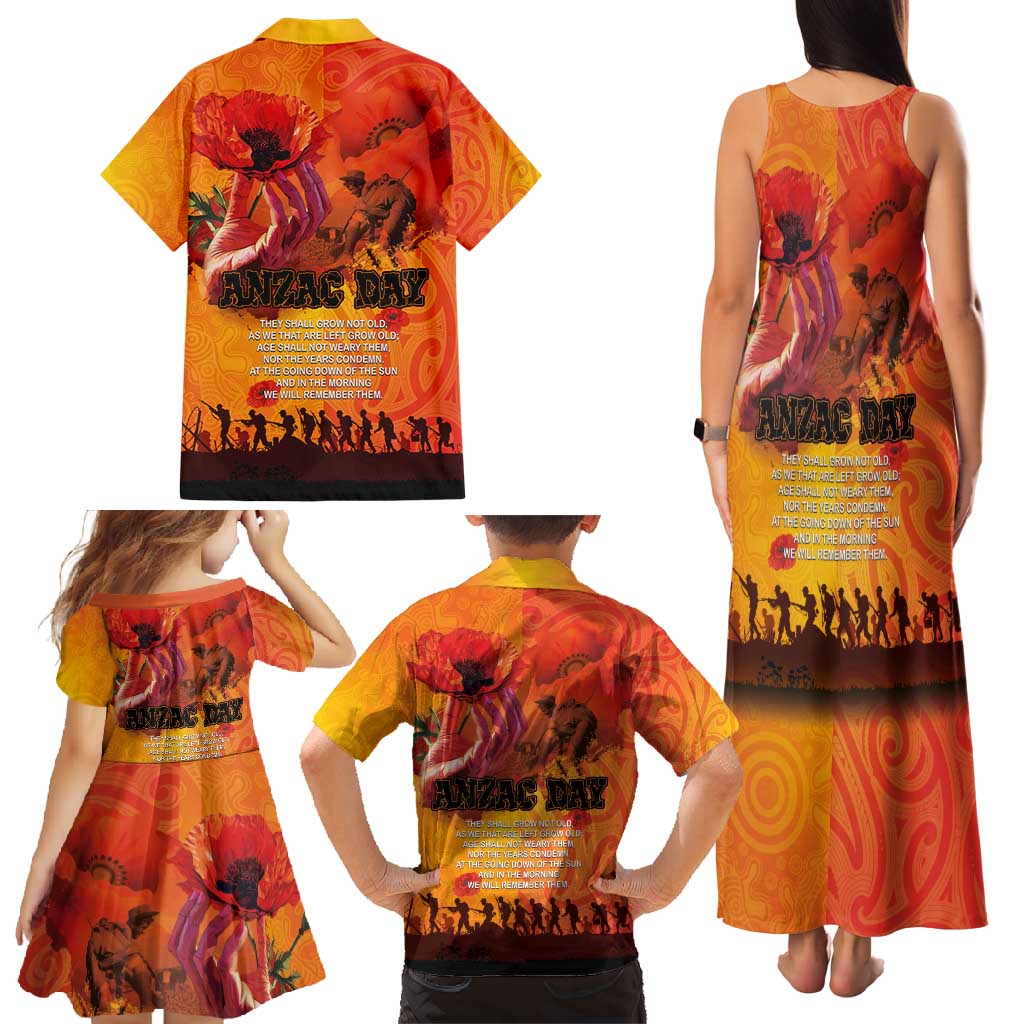 Australia and New Zealand ANZAC Day Family Matching Tank Maxi Dress and Hawaiian Shirt Soldiers Memories - Red Poppies with Aboriginal and Maori Art LT03 - Polynesian Pride