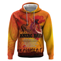 Australia and New Zealand ANZAC Day Hoodie Soldiers Memories - Red Poppies with Aboriginal and Maori Art LT03 Pullover Hoodie Orange-Yellow - Polynesian Pride