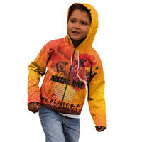 Australia and New Zealand ANZAC Day Kid Hoodie Soldiers Memories - Red Poppies with Aboriginal and Maori Art LT03 - Polynesian Pride