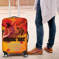 Australia and New Zealand ANZAC Day Luggage Cover Soldiers Memories - Red Poppies with Aboriginal and Maori Art LT03 Orange-Yellow - Polynesian Pride