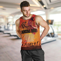 Australia and New Zealand ANZAC Day Men Tank Top Soldiers Memories - Red Poppies with Aboriginal and Maori Art LT03 Orange-Yellow - Polynesian Pride