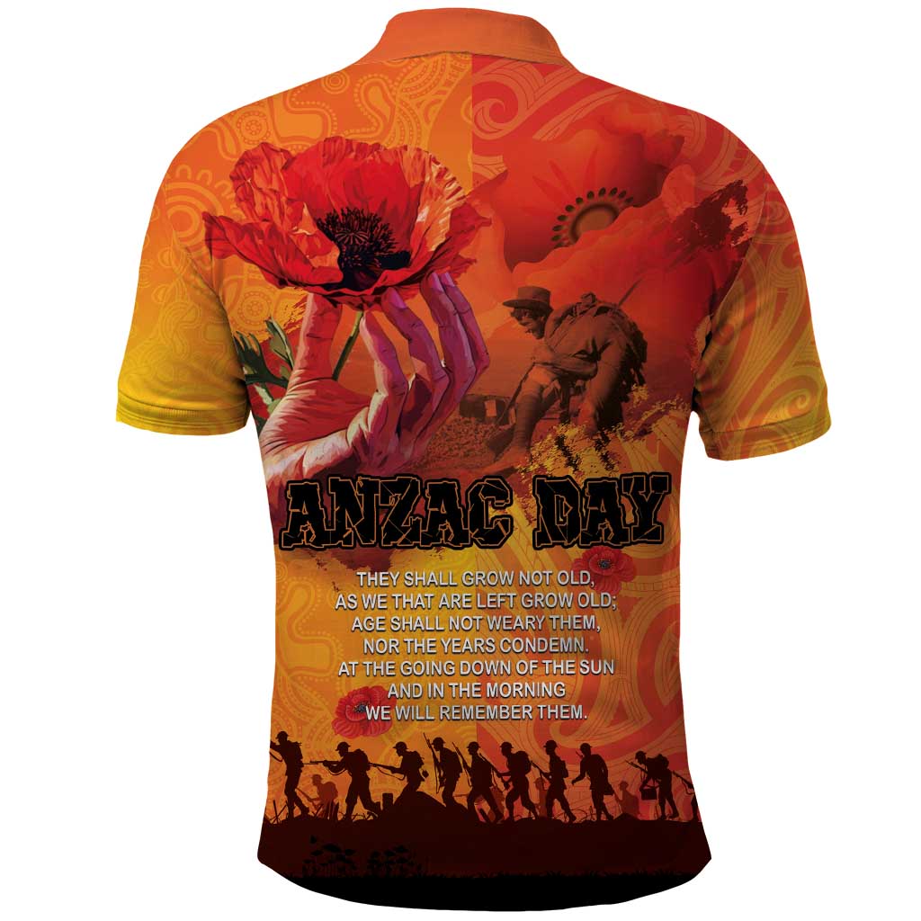 Australia and New Zealand ANZAC Day Polo Shirt Soldiers Memories - Red Poppies with Aboriginal and Maori Art LT03 - Polynesian Pride