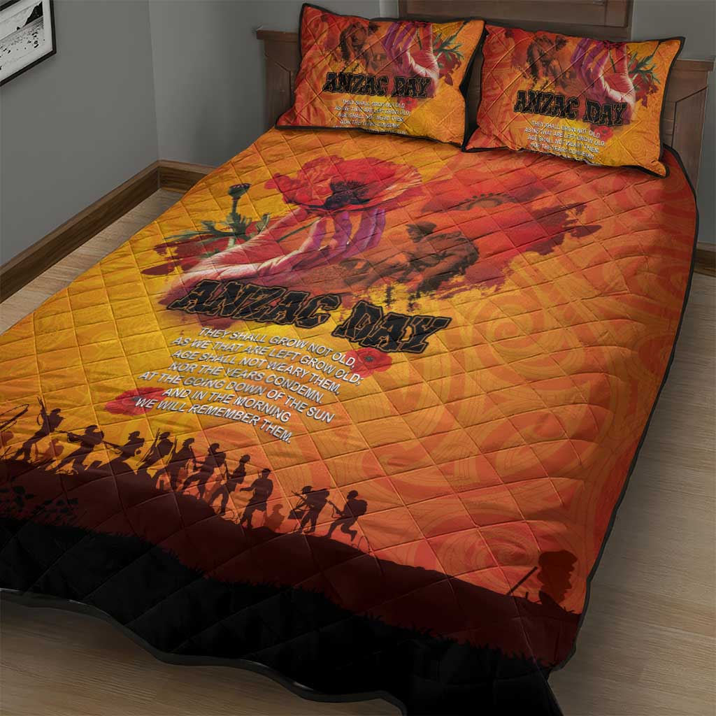 Australia and New Zealand ANZAC Day Quilt Bed Set Soldiers Memories - Red Poppies with Aboriginal and Maori Art LT03 - Polynesian Pride