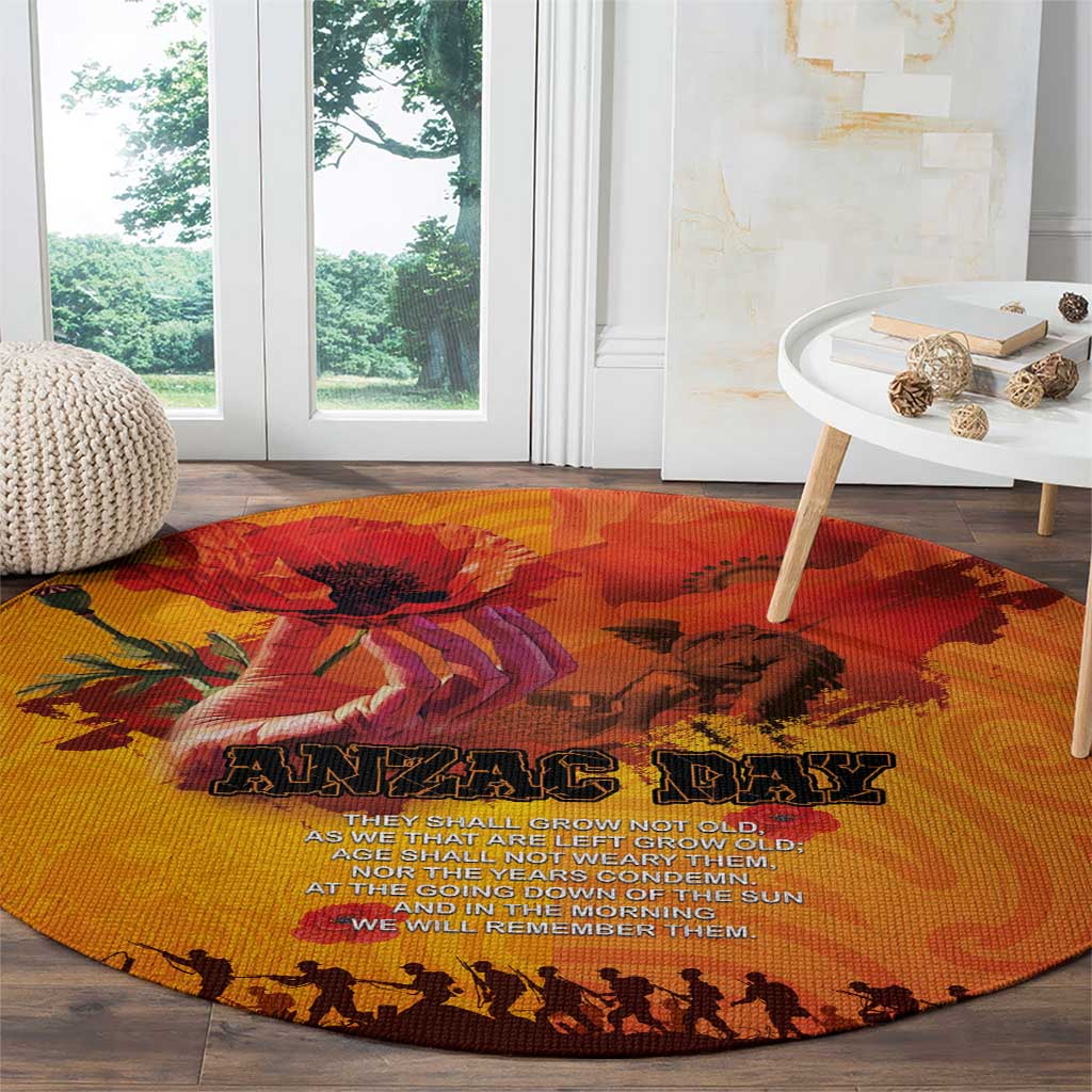 Australia and New Zealand ANZAC Day Round Carpet Soldiers Memories - Red Poppies with Aboriginal and Maori Art LT03 - Polynesian Pride