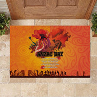 Australia and New Zealand ANZAC Day Rubber Doormat Soldiers Memories - Red Poppies with Aboriginal and Maori Art LT03 Orange-Yellow - Polynesian Pride