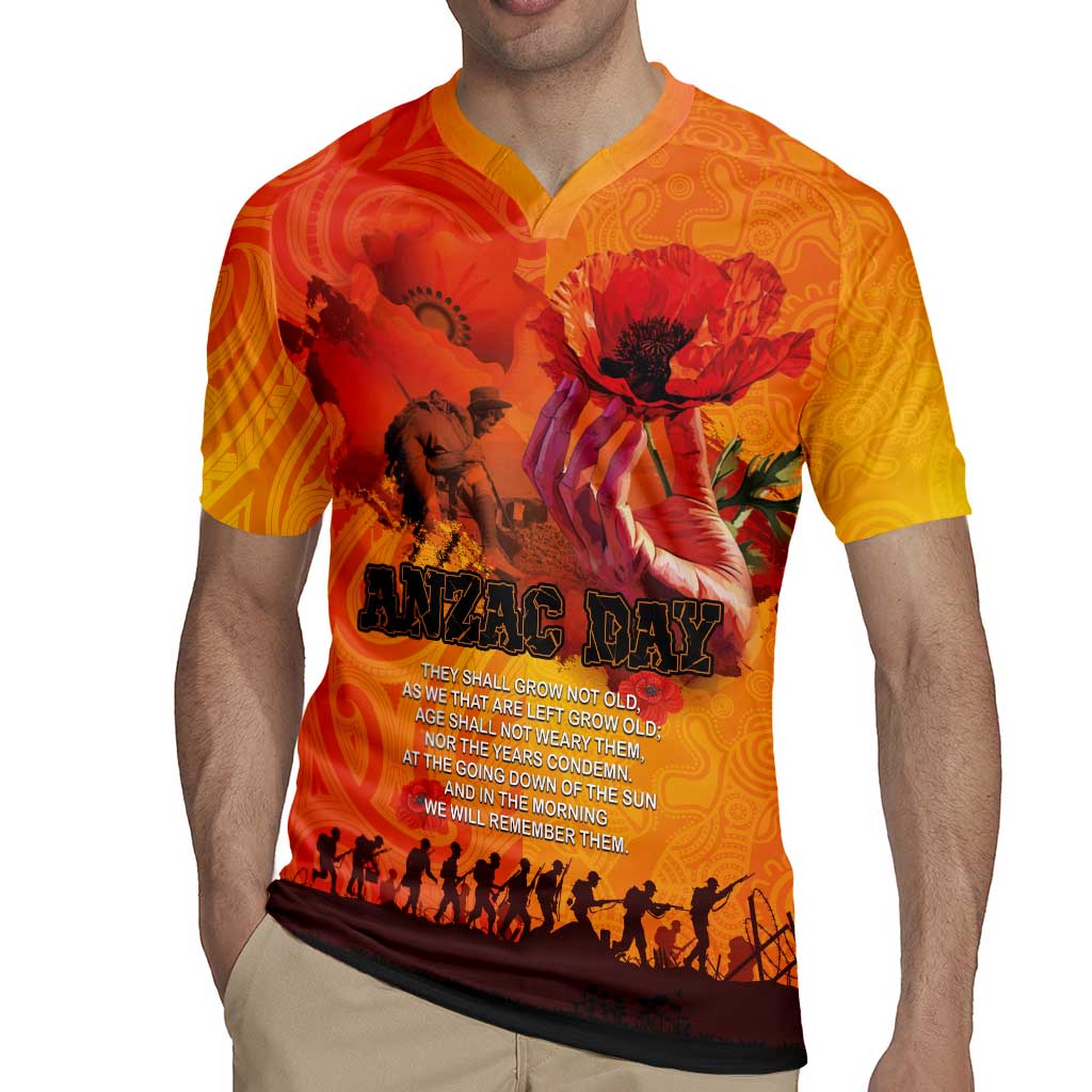 Australia and New Zealand ANZAC Day Rugby Jersey Soldiers Memories - Red Poppies with Aboriginal and Maori Art LT03 - Polynesian Pride