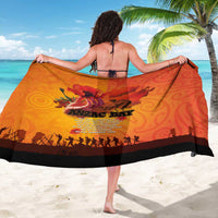 Australia and New Zealand ANZAC Day Sarong Soldiers Memories - Red Poppies with Aboriginal and Maori Art LT03 - Polynesian Pride
