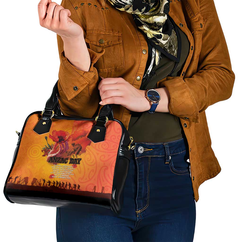 Australia and New Zealand ANZAC Day Shoulder Handbag Soldiers Memories - Red Poppies with Aboriginal and Maori Art LT03 - Polynesian Pride