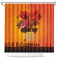 Australia and New Zealand ANZAC Day Shower Curtain Soldiers Memories - Red Poppies with Aboriginal and Maori Art LT03 Orange-Yellow - Polynesian Pride