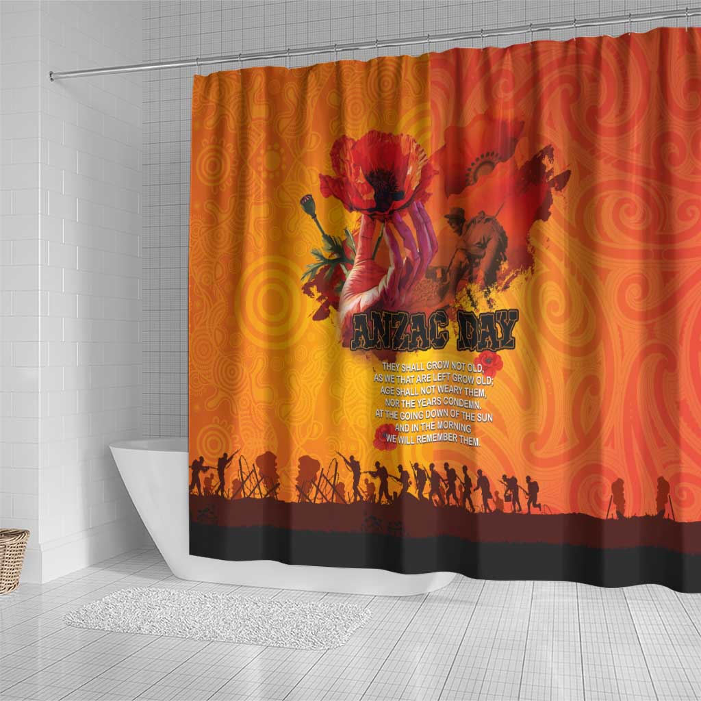 Australia and New Zealand ANZAC Day Shower Curtain Soldiers Memories - Red Poppies with Aboriginal and Maori Art LT03 - Polynesian Pride