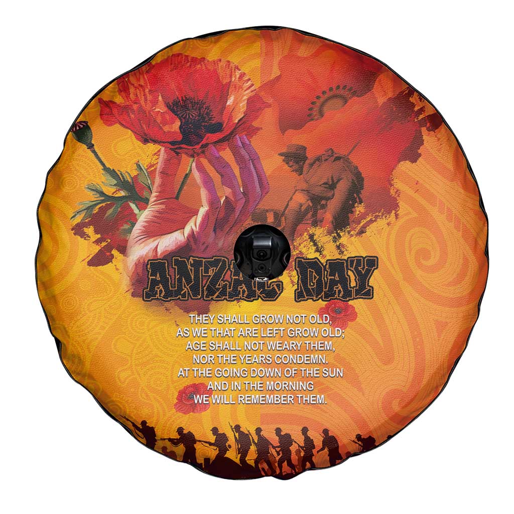 Australia and New Zealand ANZAC Day Spare Tire Cover Soldiers Memories - Red Poppies with Aboriginal and Maori Art LT03 - Polynesian Pride