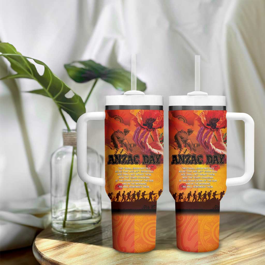 Australia and New Zealand ANZAC Day Tumbler With Handle Soldiers Memories - Red Poppies with Aboriginal and Maori Art LT03 - Polynesian Pride