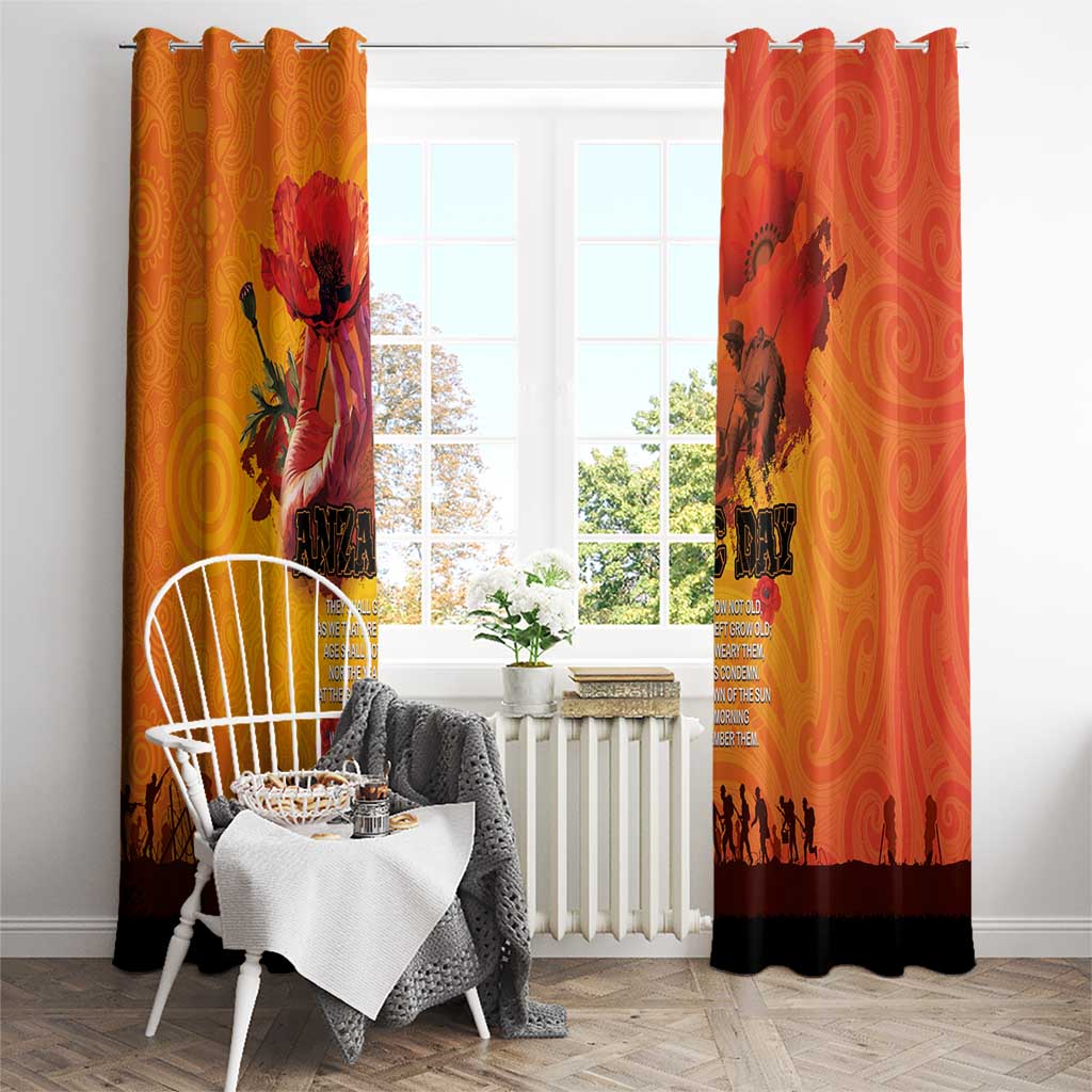 Australia and New Zealand ANZAC Day Window Curtain Soldiers Memories - Red Poppies with Aboriginal and Maori Art LT03 - Polynesian Pride