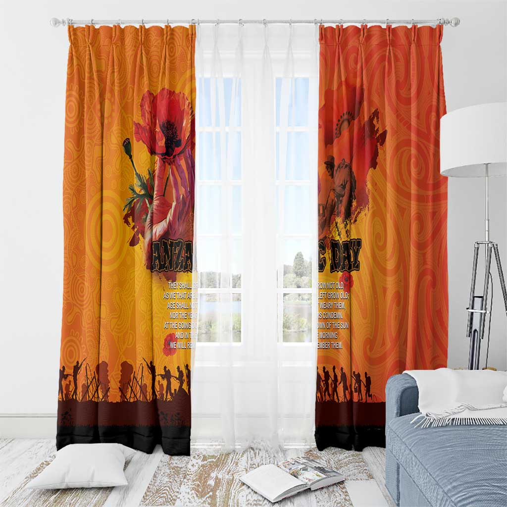 Australia and New Zealand ANZAC Day Window Curtain Soldiers Memories - Red Poppies with Aboriginal and Maori Art LT03 - Polynesian Pride