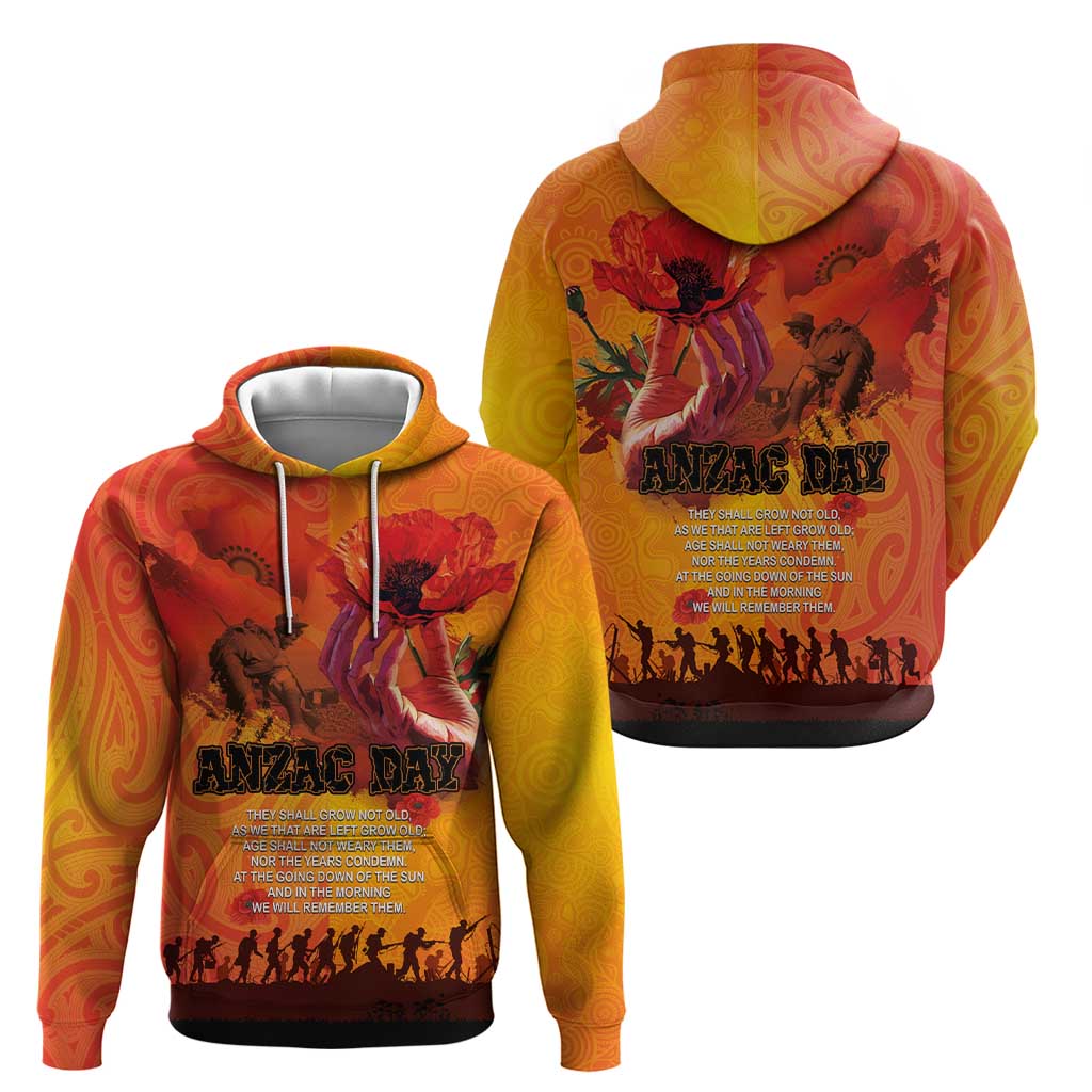 Australia and New Zealand ANZAC Day Zip Hoodie Soldiers Memories - Red Poppies with Aboriginal and Maori Art LT03 - Polynesian Pride