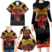 Australia ANZAC Day Family Matching Long Sleeve Bodycon Dress and Hawaiian Shirt Forever in My Thoughts LT03 - Polynesian Pride