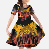 Australia ANZAC Day Family Matching Mermaid Dress and Hawaiian Shirt Forever in My Thoughts LT03 Daughter's Dress Black - Polynesian Pride