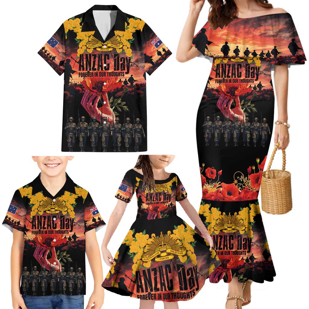 Australia ANZAC Day Family Matching Mermaid Dress and Hawaiian Shirt Forever in My Thoughts LT03 - Polynesian Pride